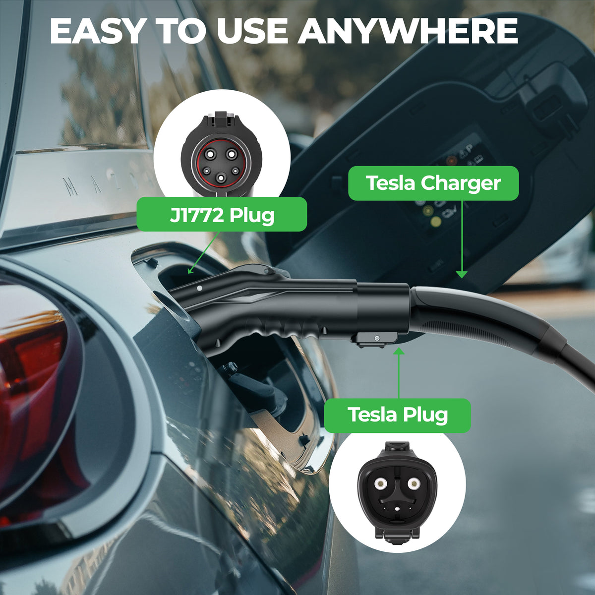 MAXOAK Tesla to J1772 Charging Adapter Max 48A Compatible with Tesla for All J1772 EVs