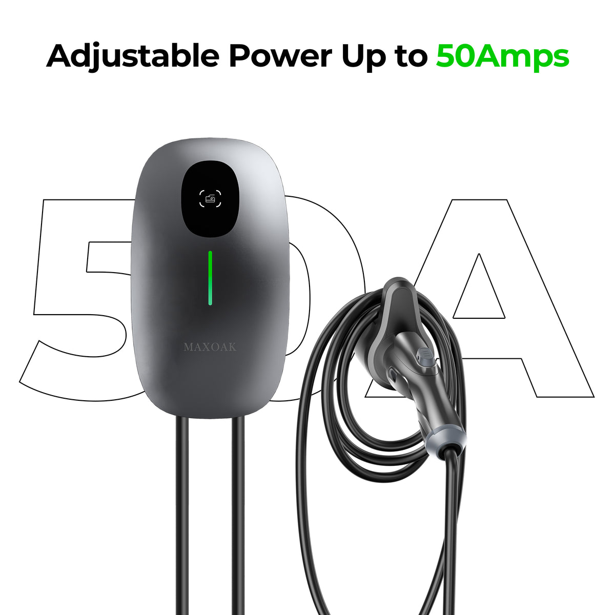 MAXOAK Electric Vehicle Charger 50Amp 12kW 23ft Cable 240V, APP Control