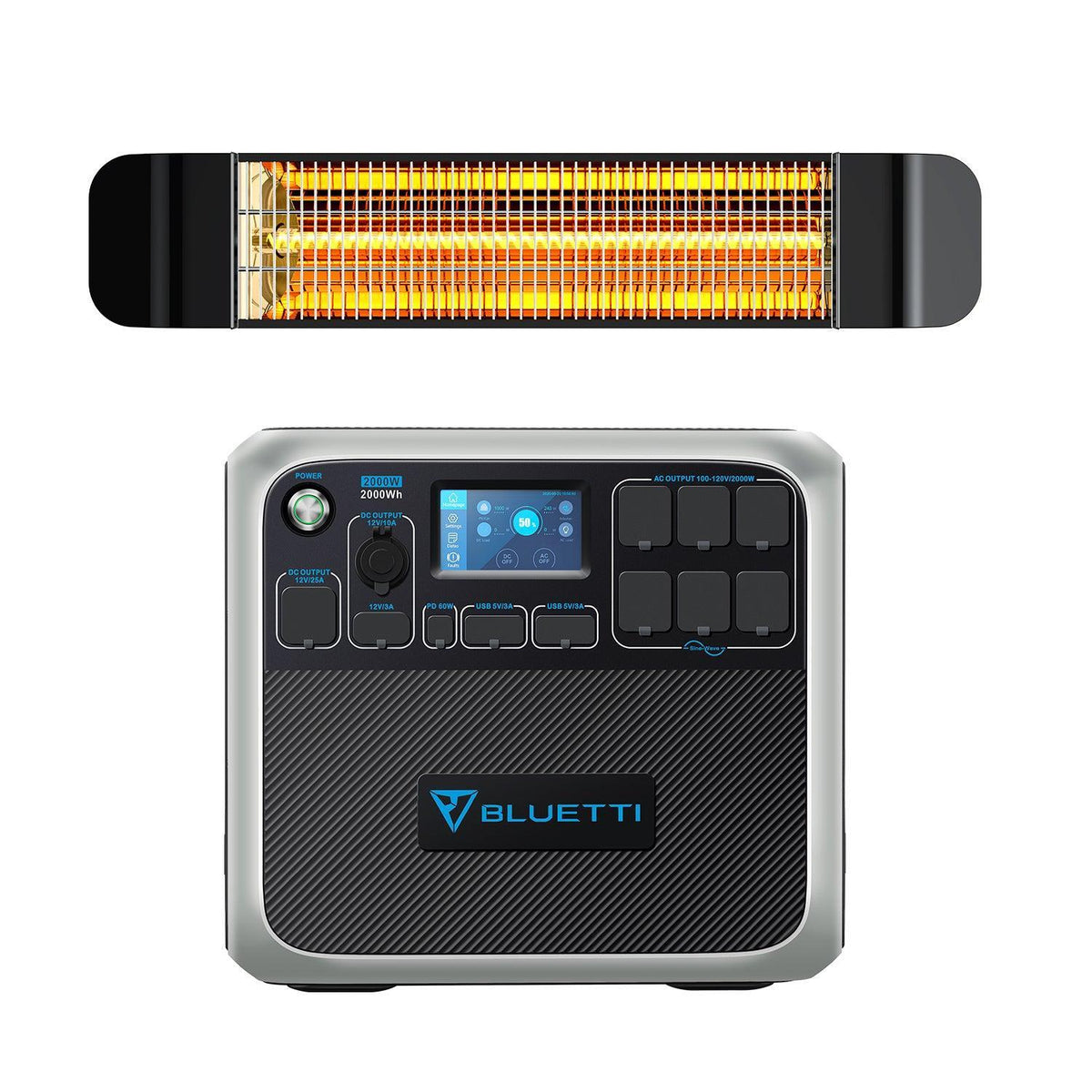 BLUETTI AC200P 2000Wh/2000W Portable Power Station+QHA Patio Heater 1500W - Maxoak