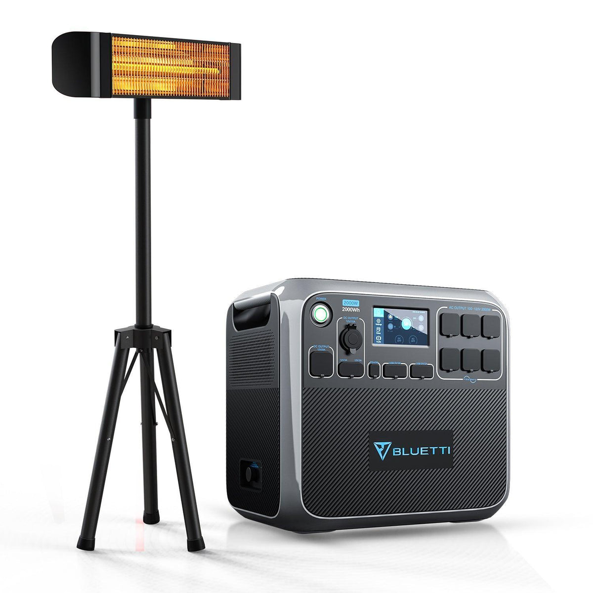BLUETTI AC200P 2000Wh/2000W Portable Power Station+QHA Patio Heater 1500W - Maxoak