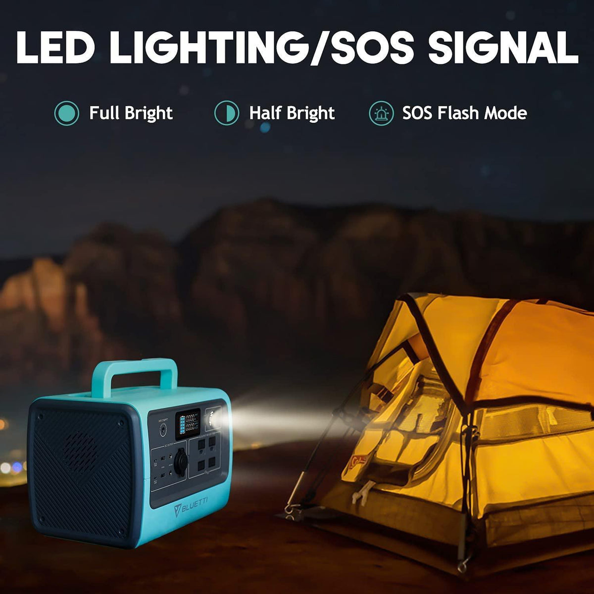maxoak bluetti EB70 power station led lighting /sos signal